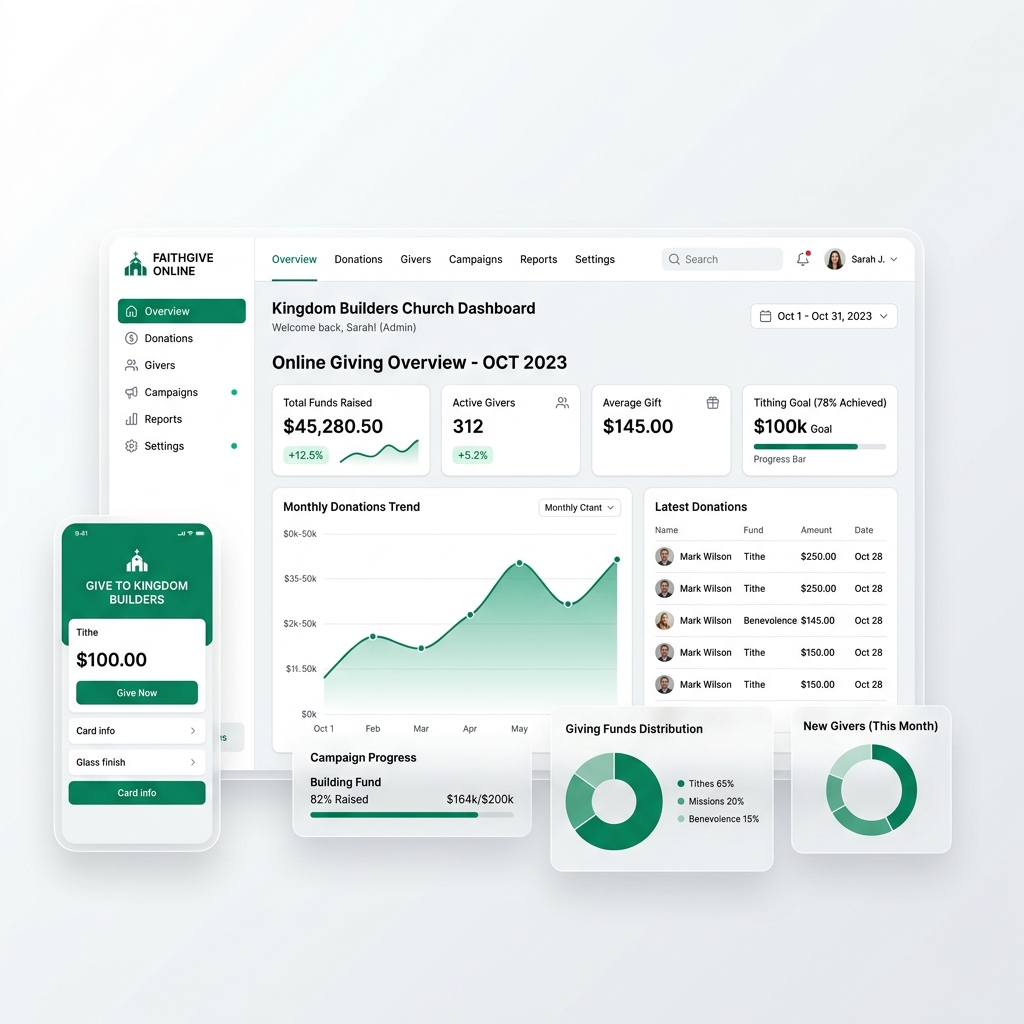 SWAPP 0% Platform Fee Online Church Giving Dashboard